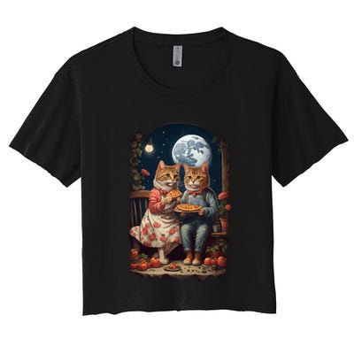 Cottagecore Cats Pizza Crop Top