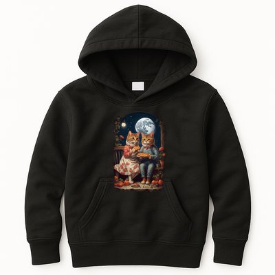 Cottagecore Cats Pizza Kids Hoodie