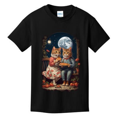 Cottagecore Cats Pizza Kids T-Shirt