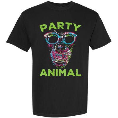 Cute Chimpanzee Party Animal Lover Colorful Monkey Garment-Dyed Heavyweight T-Shirt