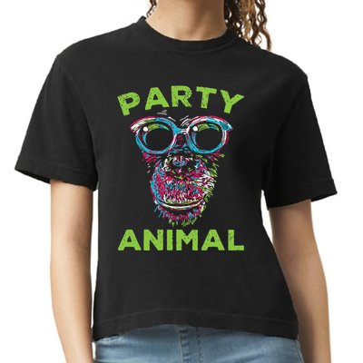 Cute Chimpanzee Party Animal Lover Colorful Monkey Comfort Colors Boxy T-Shirt