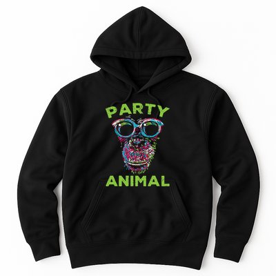 Cute Chimpanzee Party Animal Lover Colorful Monkey Hoodie