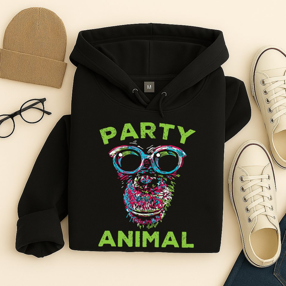 Cute Chimpanzee Party Animal Lover Colorful Monkey Hoodie