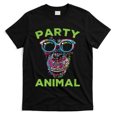 Cute Chimpanzee Party Animal Lover Colorful Monkey T-Shirt