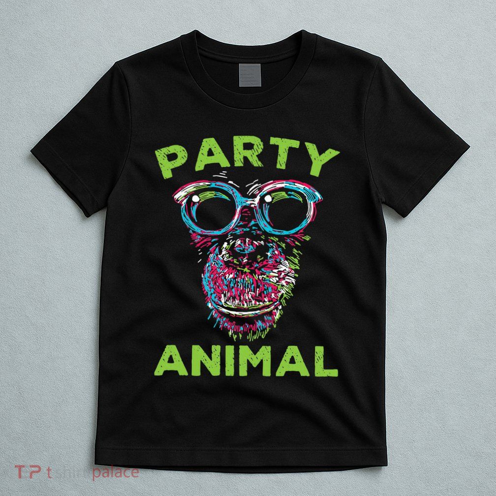 Cute Chimpanzee Party Animal Lover Colorful Monkey T-Shirt