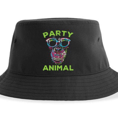 Cute Chimpanzee Party Animal Lover Colorful Monkey Sustainable Bucket Hat