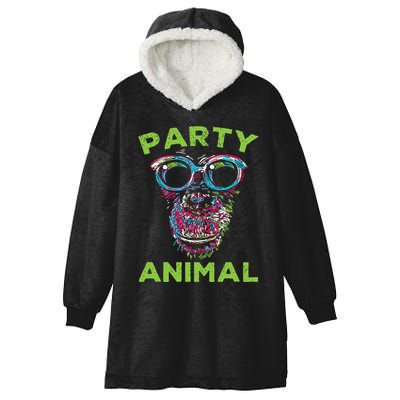 Cute Chimpanzee Party Animal Lover Colorful Monkey Hooded Wearable Blanket