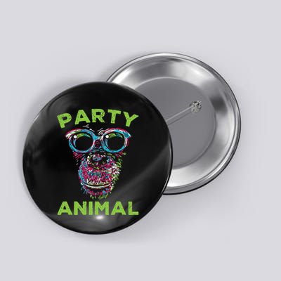 Cute Chimpanzee Party Animal Lover Colorful Monkey Button