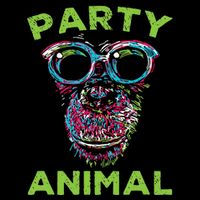Cute Chimpanzee Party Animal Lover Colorful Monkey Flat Bill Trucker Hat