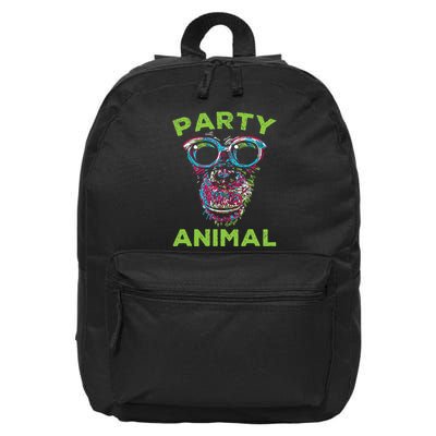 Cute Chimpanzee Party Animal Lover Colorful Monkey 16 in Basic Backpack