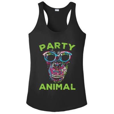 Cute Chimpanzee Party Animal Lover Colorful Monkey Ladies PosiCharge Competitor Racerback Tank