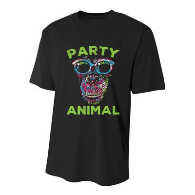 Cute Chimpanzee Party Animal Lover Colorful Monkey Youth Performance Sprint T-Shirt