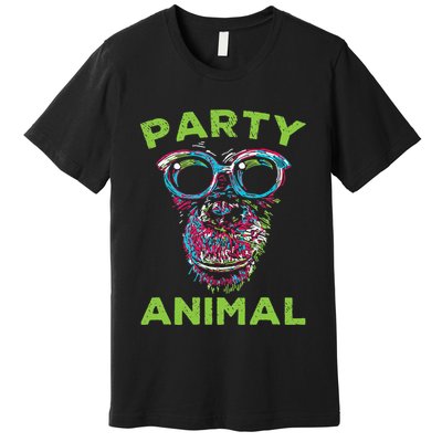 Cute Chimpanzee Party Animal Lover Colorful Monkey Premium T-Shirt