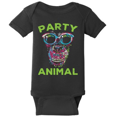 Cute Chimpanzee Party Animal Lover Colorful Monkey Baby Bodysuit