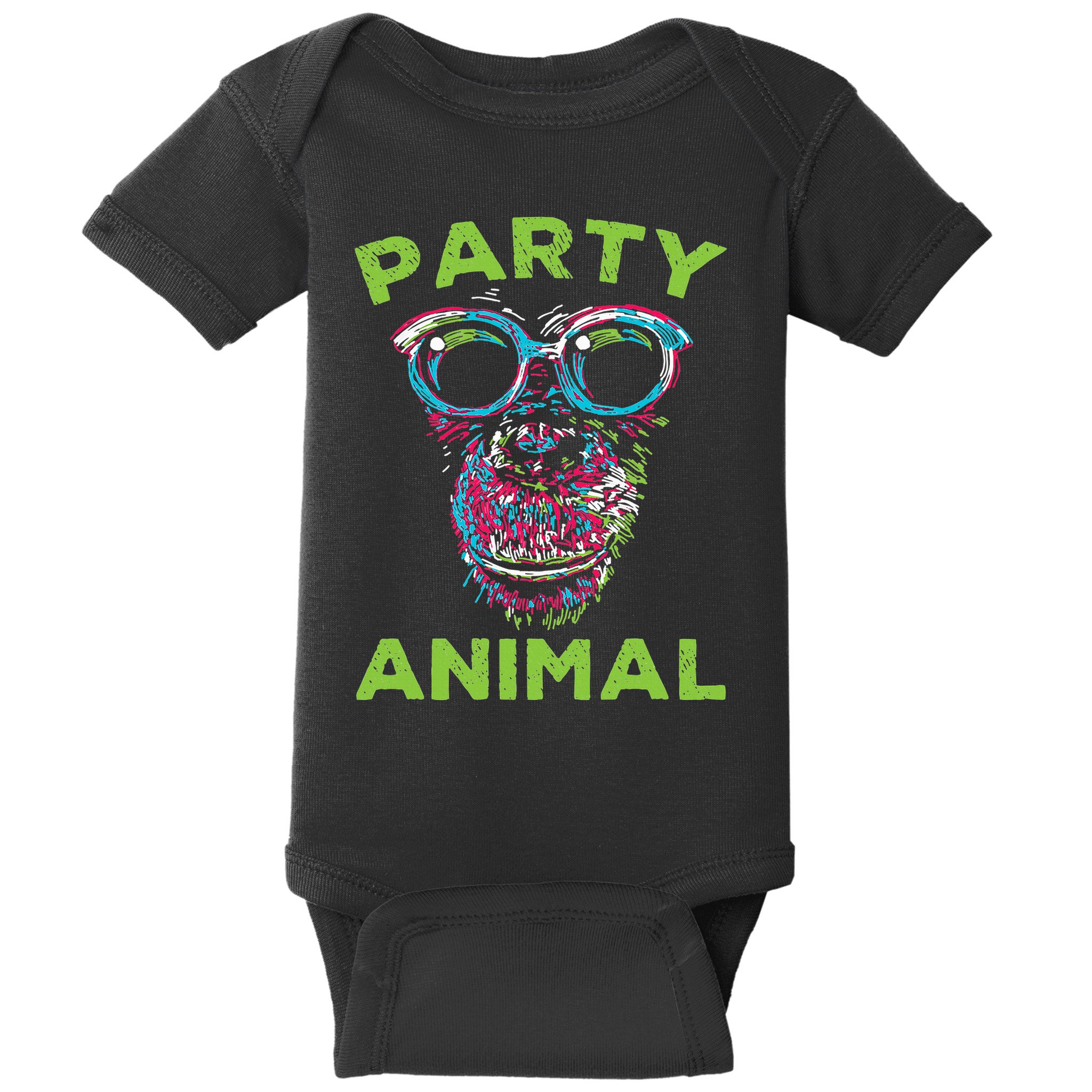 Cute Chimpanzee Party Animal Lover Colorful Monkey Baby Bodysuit