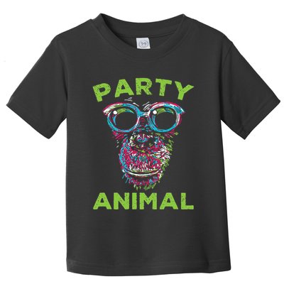 Cute Chimpanzee Party Animal Lover Colorful Monkey Toddler T-Shirt