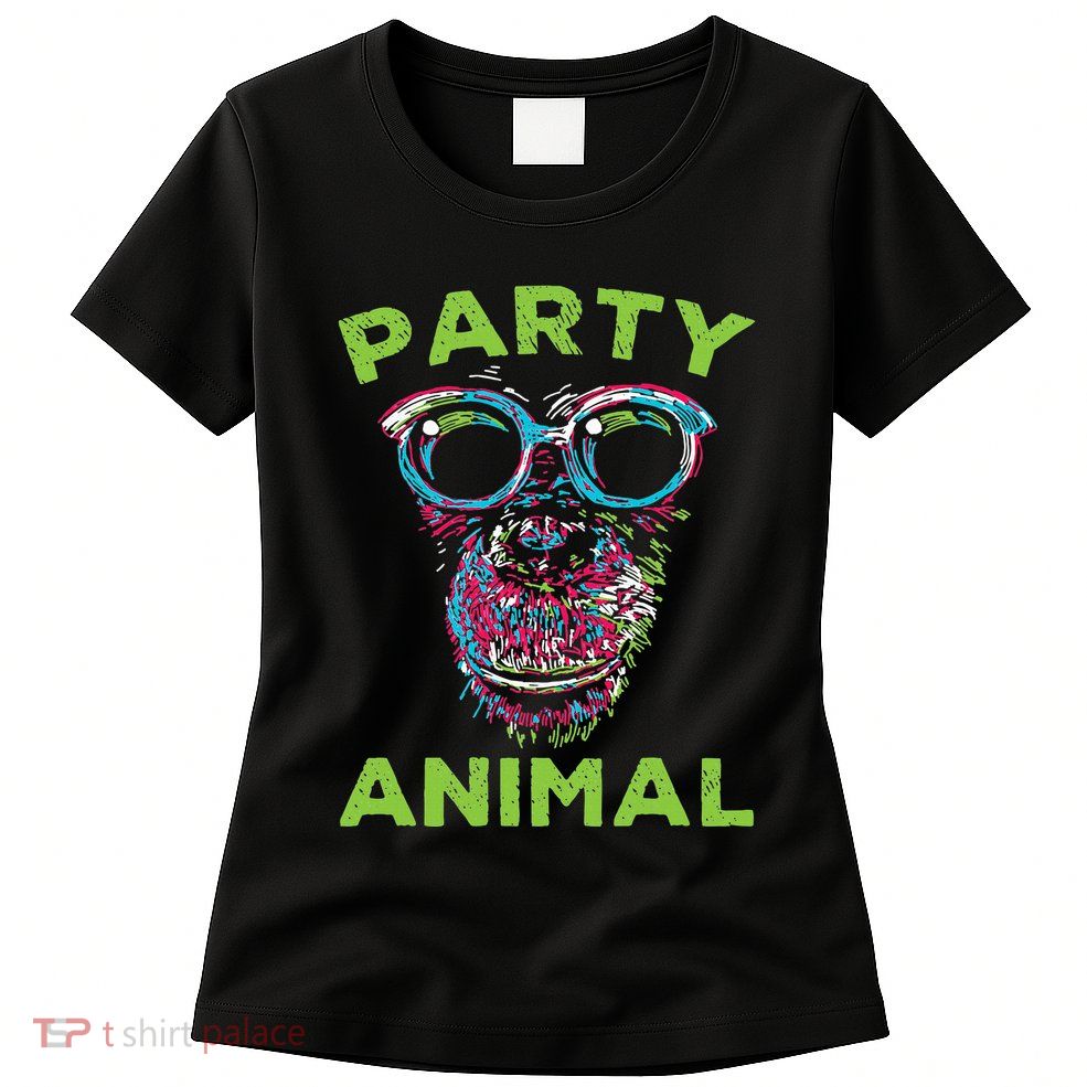 Cute Chimpanzee Party Animal Lover Colorful Monkey Womens T-Shirt