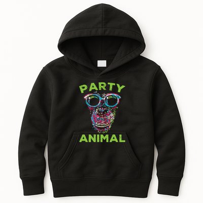 Cute Chimpanzee Party Animal Lover Colorful Monkey Kids Hoodie