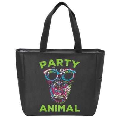 Cute Chimpanzee Party Animal Lover Colorful Monkey Zip Tote Bag