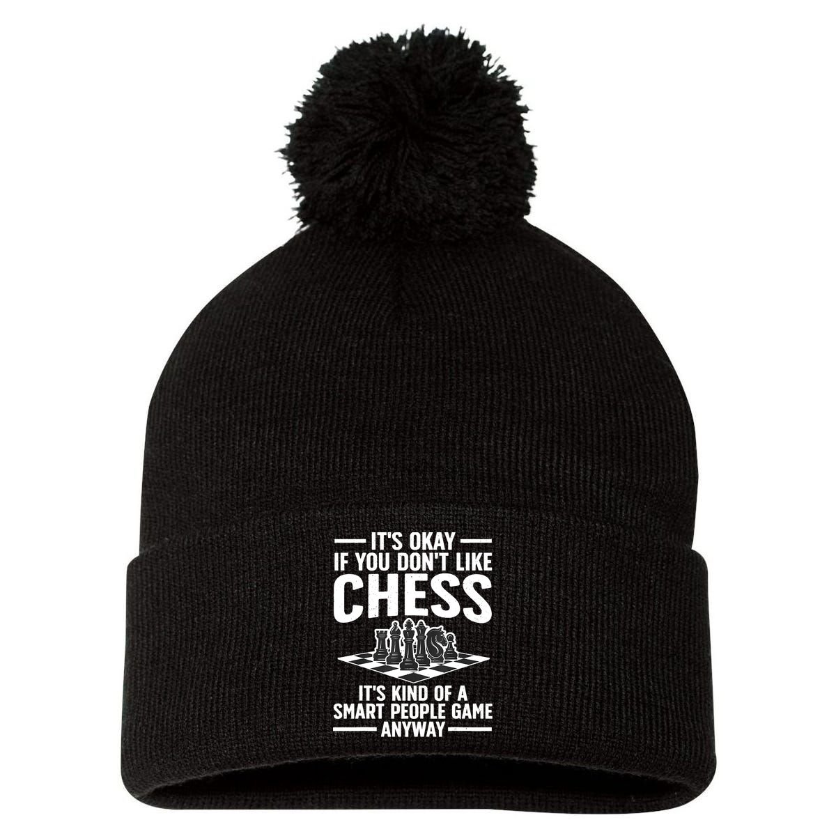 Cool Chess Players Art For Men Chess Lover Novelty Pom Pom 12in Knit Beanie