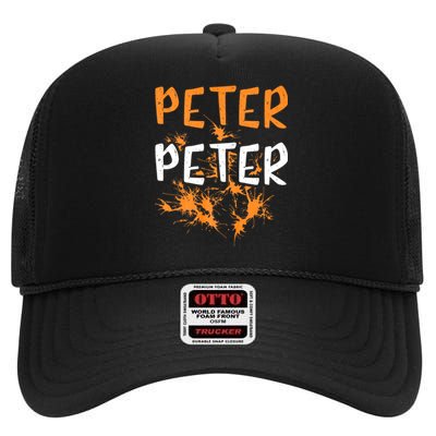 Couples Costume Peter Pumpkin Eater Splash Halloween High Crown Mesh Back Trucker Hat