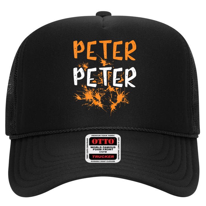 Couples Costume Peter Pumpkin Eater Splash Halloween High Crown Mesh Back Trucker Hat