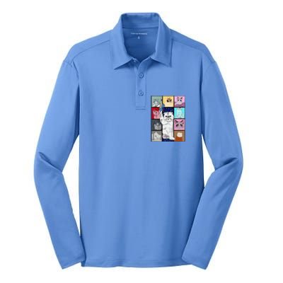 Cute Cat Purring In My Lap Cause It Loves Me Cat Lover Silk Touch Performance Long Sleeve Polo