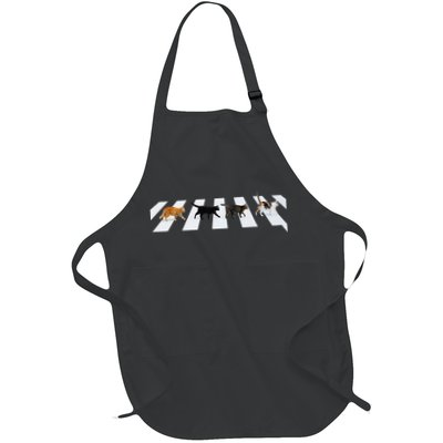 Cat Crosswalk Parody - Colorful Cats Crossing Road Funny Full-Length Apron With Pockets