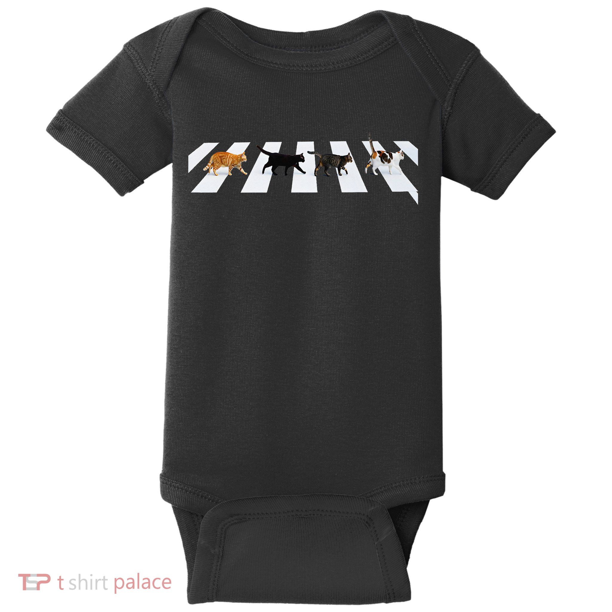 Cat Crosswalk Parody - Colorful Cats Crossing Road Funny Baby Bodysuit