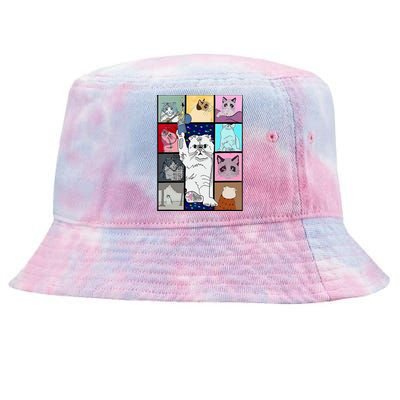 Cute Cat Purring In My Lap Cause It Loves Me Cat Lover Tie-Dyed Bucket Hat