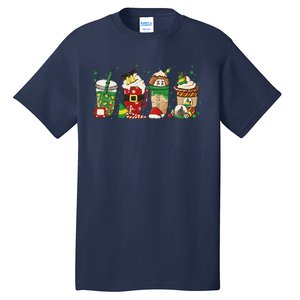 Christmas Coffee Peppermint Iced Latte Snowmen Hot Cocoa Tall T-Shirt