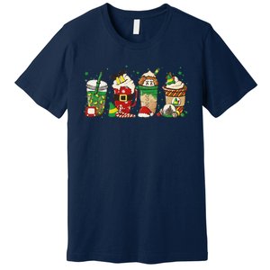 Christmas Coffee Peppermint Iced Latte Snowmen Hot Cocoa Premium T-Shirt