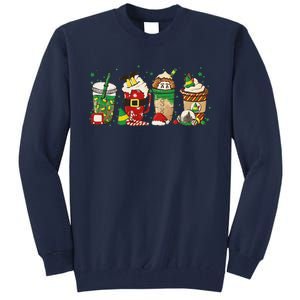 Christmas Coffee Peppermint Iced Latte Snowmen Hot Cocoa Tall Sweatshirt