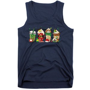 Christmas Coffee Peppermint Iced Latte Snowmen Hot Cocoa Tank Top