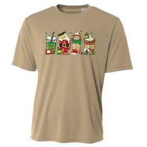 Christmas Coffee Peppermint Iced Latte Snowmen Hot Cocoa Cooling Performance Crew T-Shirt