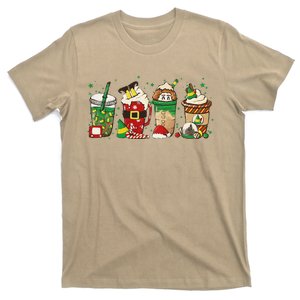 Christmas Coffee Peppermint Iced Latte Snowmen Hot Cocoa T-Shirt