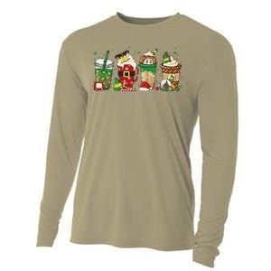 Christmas Coffee Peppermint Iced Latte Snowmen Hot Cocoa Cooling Performance Long Sleeve Crew