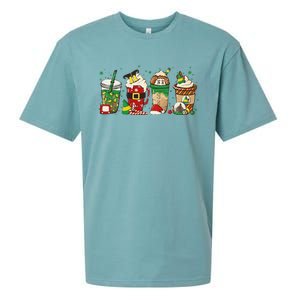 Christmas Coffee Peppermint Iced Latte Snowmen Hot Cocoa Sueded Cloud Jersey T-Shirt