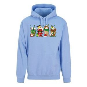 Christmas Coffee Peppermint Iced Latte Snowmen Hot Cocoa Unisex Surf Hoodie