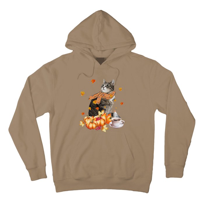 Cute Cat & Pumpkin Spice Funny Cat Lover Fall Thanksgiving Hoodie