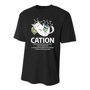 Cation Chemist Pet Cats Animal Chemistry Science Cat Lover Youth Performance Sprint T-Shirt