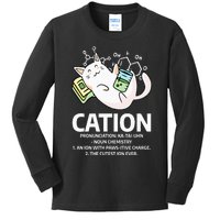 Cation Chemist Pet Cats Animal Chemistry Science Cat Lover Kids Long Sleeve Shirt