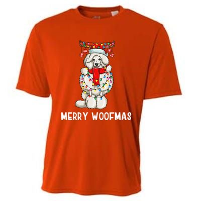 Christmas Cute Poodle Dog Holiday Lights Merry Woofmas Gift Cooling Performance Crew T-Shirt