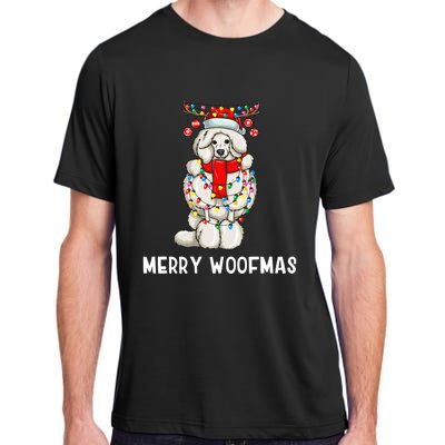 Christmas Cute Poodle Dog Holiday Lights Merry Woofmas Gift Adult ChromaSoft Performance T-Shirt