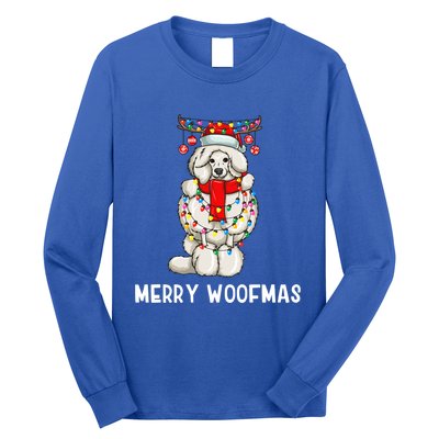 Christmas Cute Poodle Dog Holiday Lights Merry Woofmas Gift Long Sleeve Shirt