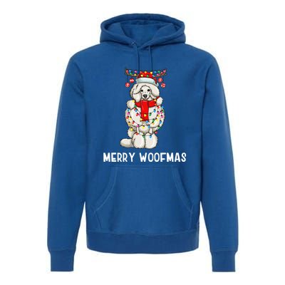 Christmas Cute Poodle Dog Holiday Lights Merry Woofmas Gift Premium Hoodie