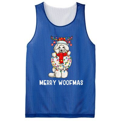 Christmas Cute Poodle Dog Holiday Lights Merry Woofmas Gift Mesh Reversible Basketball Jersey Tank