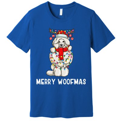 Christmas Cute Poodle Dog Holiday Lights Merry Woofmas Gift Premium T-Shirt