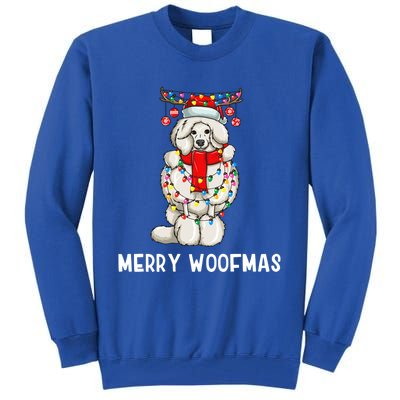 Christmas Cute Poodle Dog Holiday Lights Merry Woofmas Gift Tall Sweatshirt