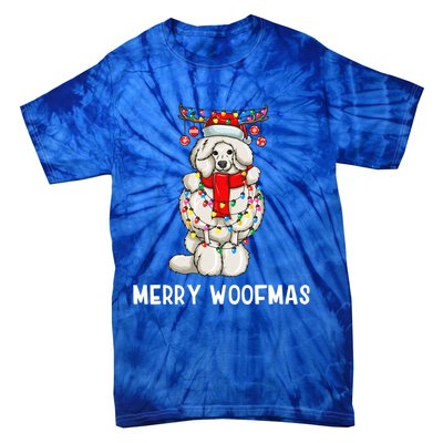 Christmas Cute Poodle Dog Holiday Lights Merry Woofmas Gift Tie-Dye T-Shirt